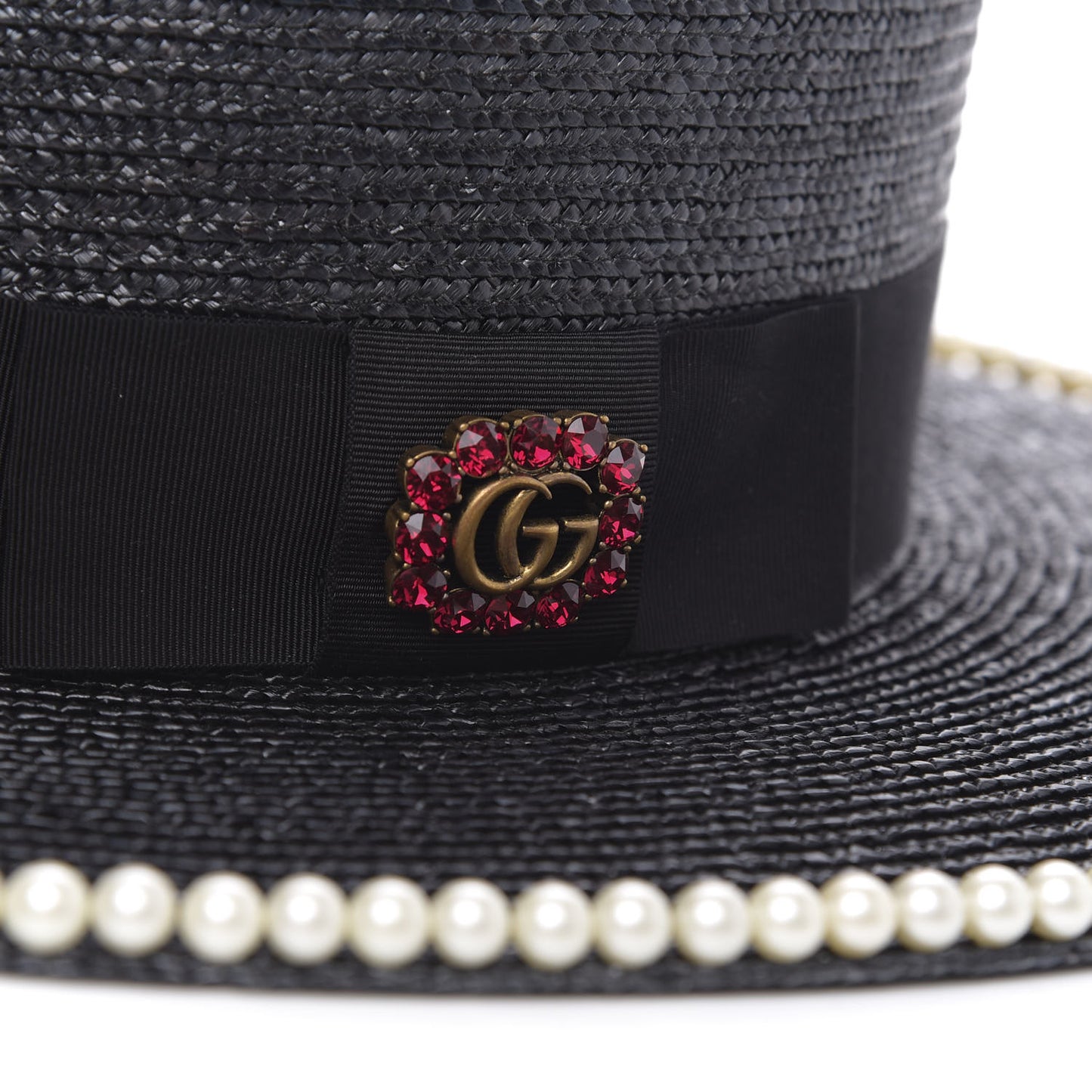 Straw Pearl Embellished Notte Hat S 56