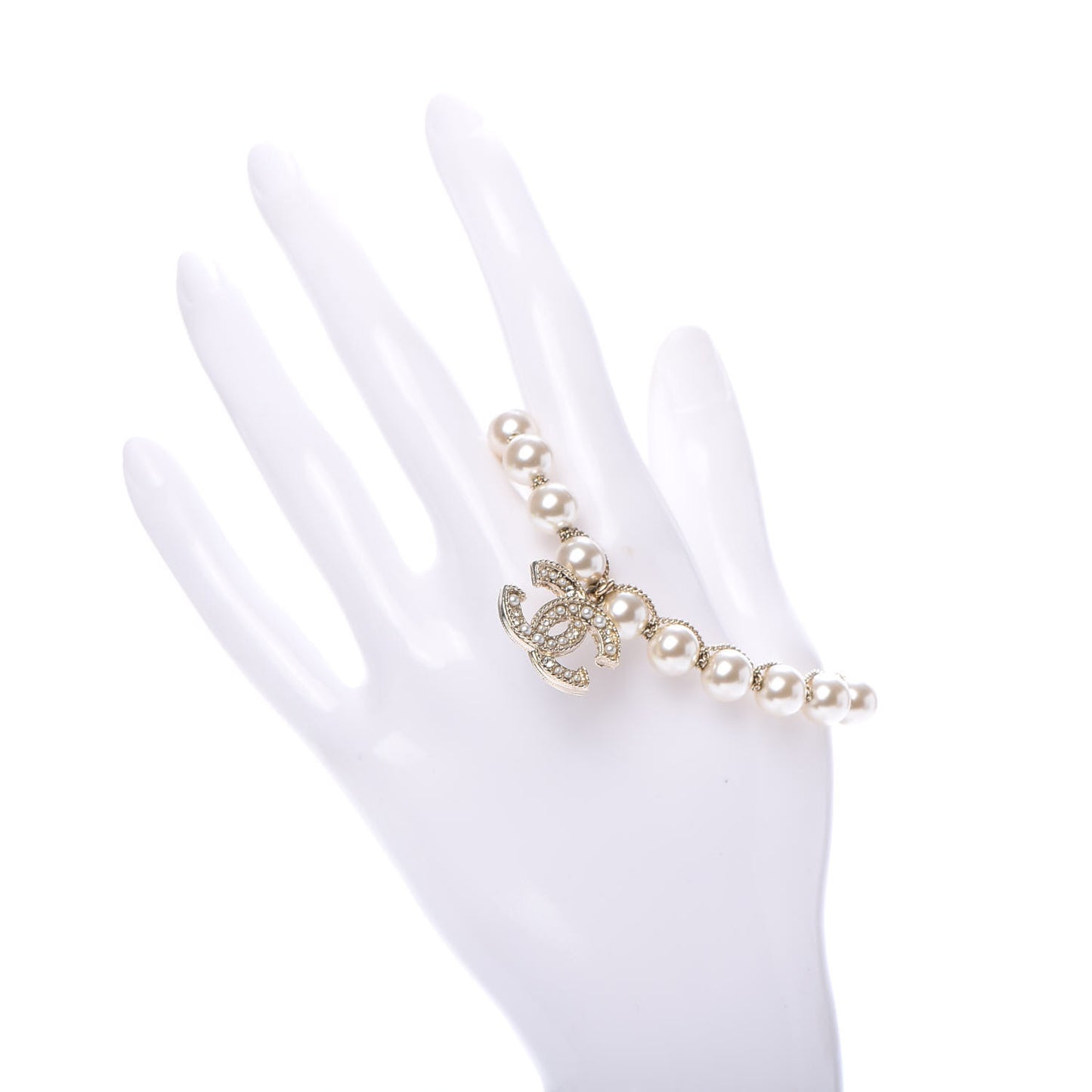 Pearl Crystal CC Bracelet Gold