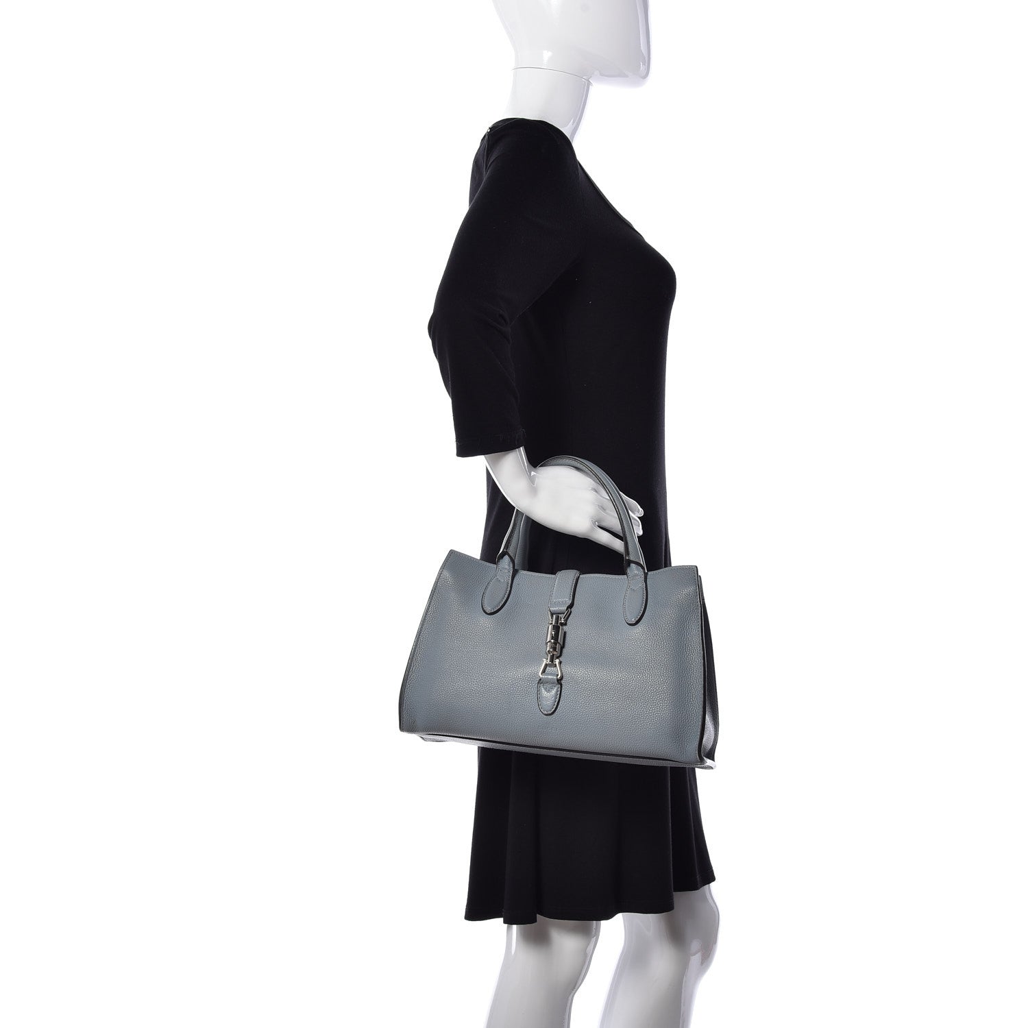 Gucci Soft Calfskin Small Jackie Top Handle Bag Light Blue 3 of 11