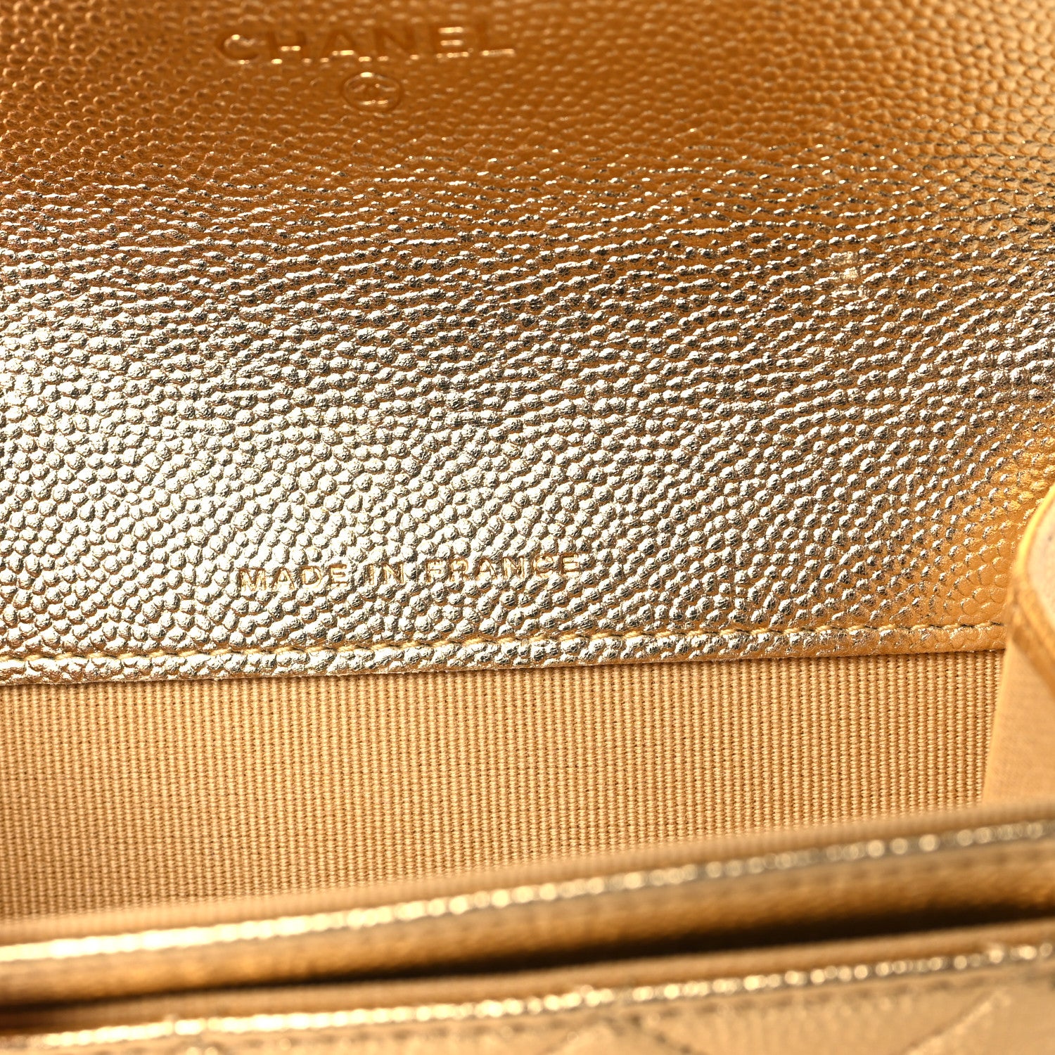 Chanel Metallic Caviar Quilted Flap Card Holder Wallet Gold 7 of 9