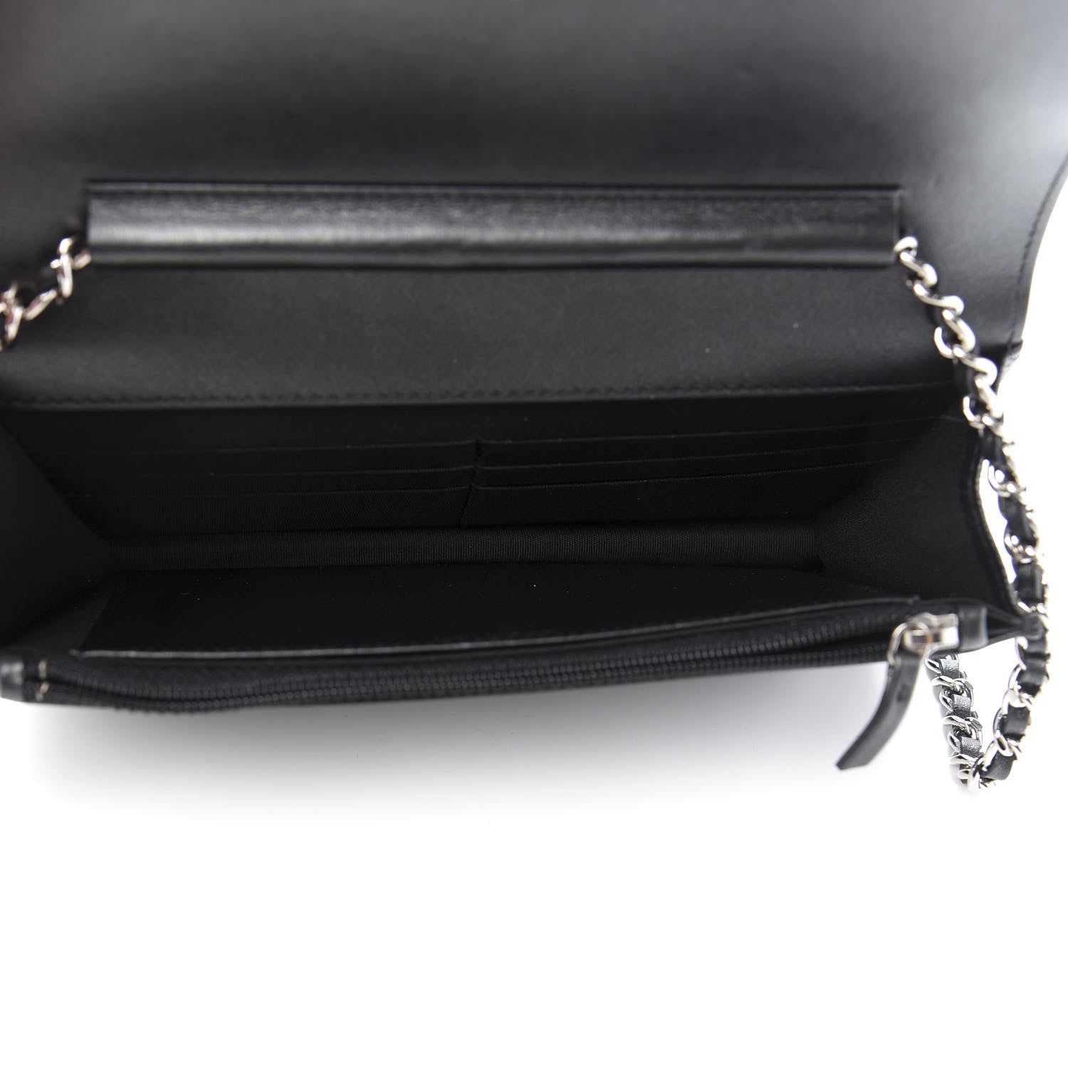 Chanel Caviar Chevron Quilted Vintage Mademoiselle Wallet On Chain WOC Black 5 of 12