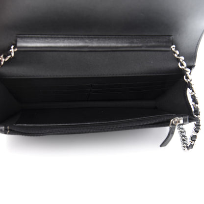Chanel Caviar Chevron Quilted Vintage Mademoiselle Wallet On Chain WOC Black 5 of 12