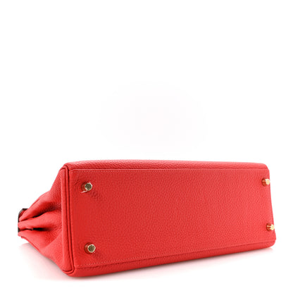 Hermes Taurillon Clemence Kelly Retourne 32 Rouge Tomate 4 of 14