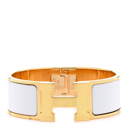 Hermes Enamel Wide Clic Clac H Bracelet PM White 1 of 6