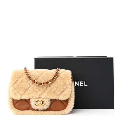 Chanel Shearling Lambskin Quilted Mini Furry Coco Flap Beige Brown 11 of 11