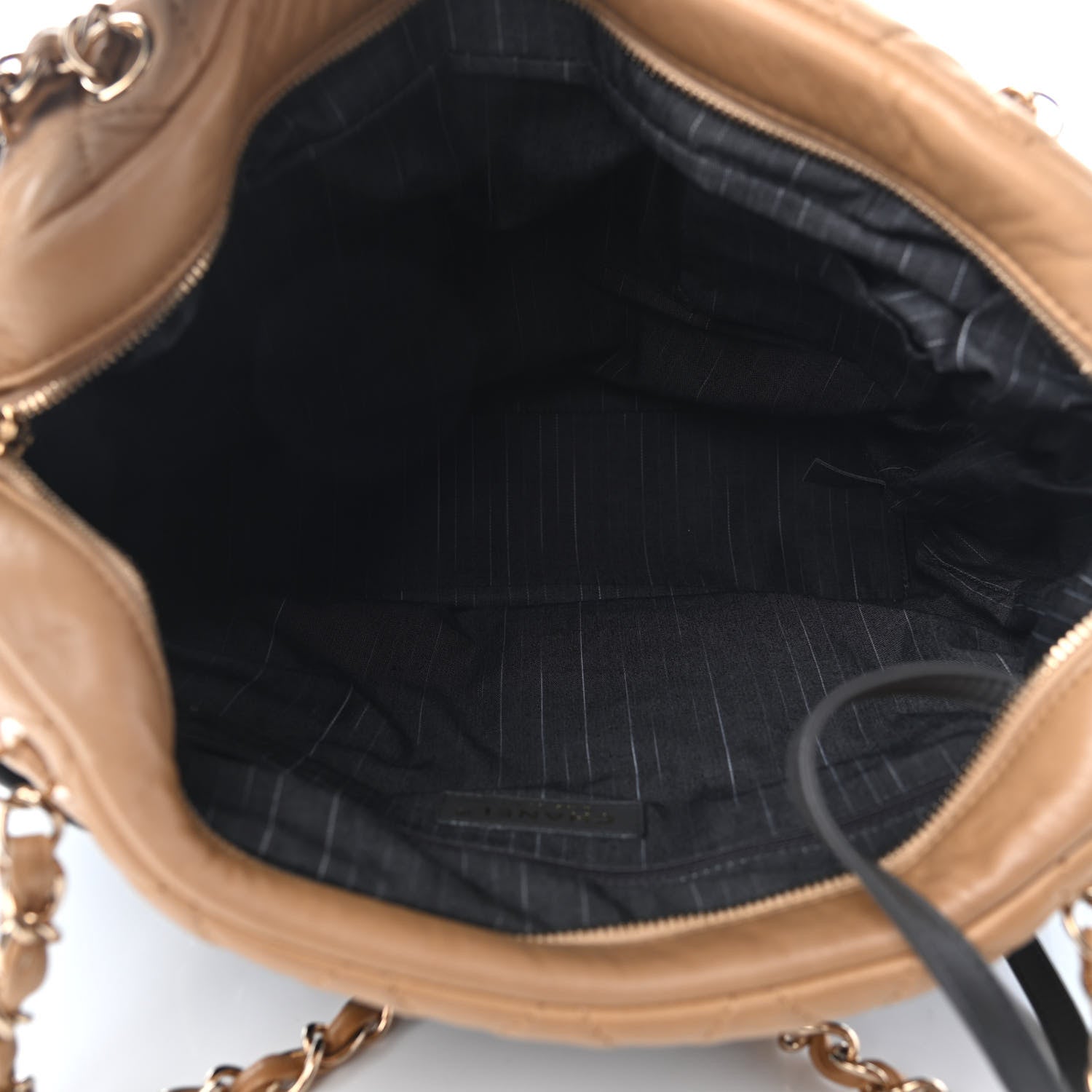 Chanel Glazed Calfskin Lambskin Portobello Tote Black Beige 5 of 11