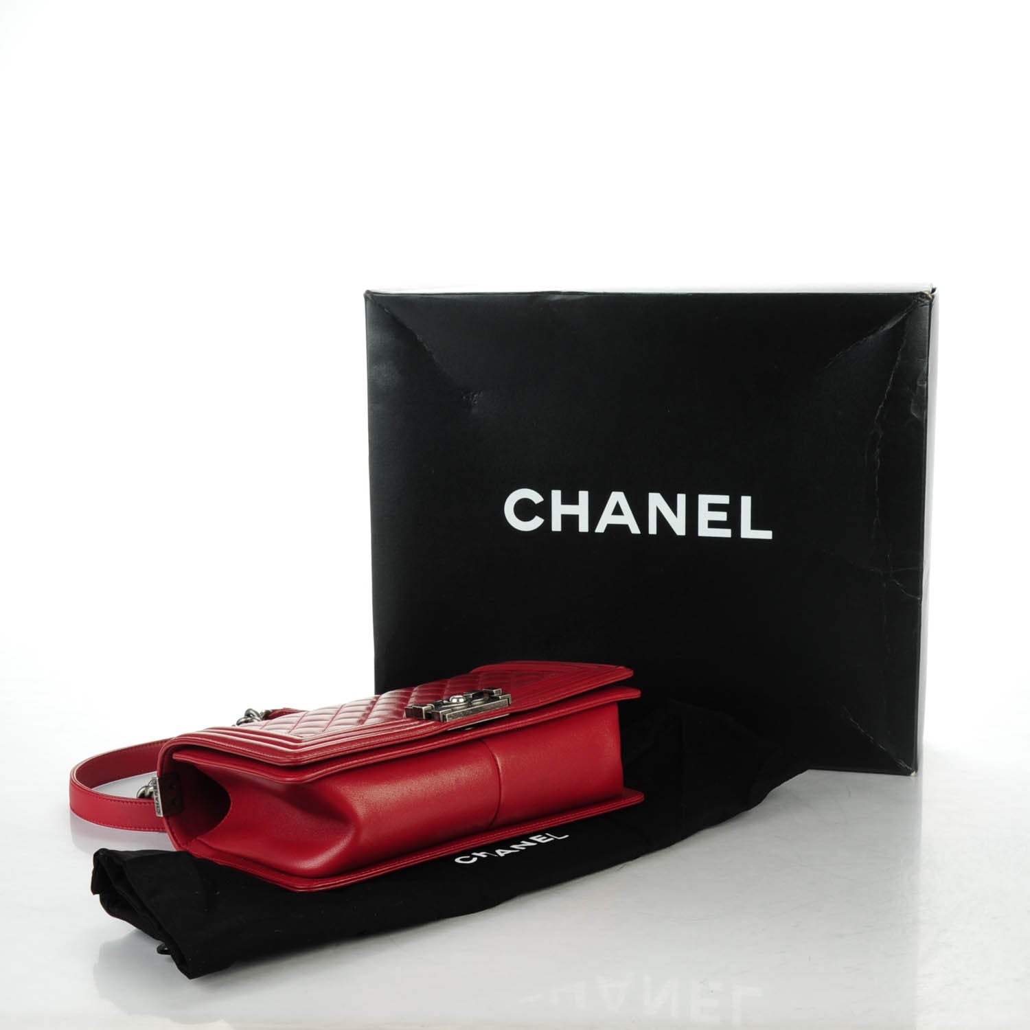 Chanel Lambskin Quilted Medium Boy Flap Dark Red 4 of 7