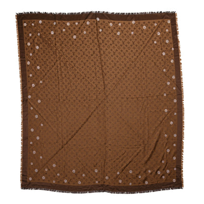 Louis Vuitton Silk Wool Monogram Reverse Dots Shawl Brown 1 of 4