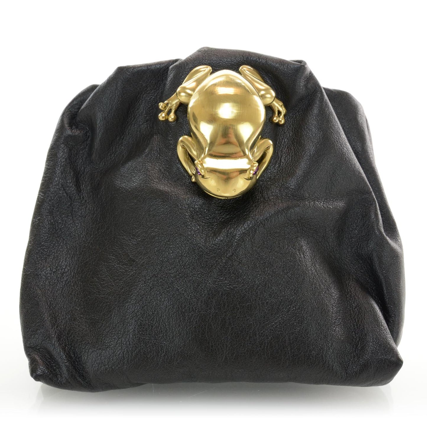 Leather Frog Clutch Black