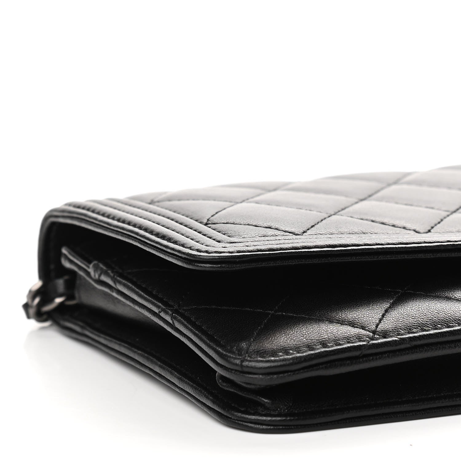 Chanel Lambskin Quilted Boy Wallet On Chain WOC Black 10 of 15