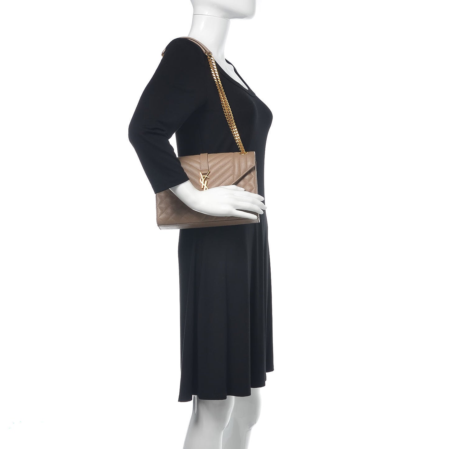 Grain De Poudre Textured Mixed Matelasse Medium Triquilt Monogram Satchel Dark Beige