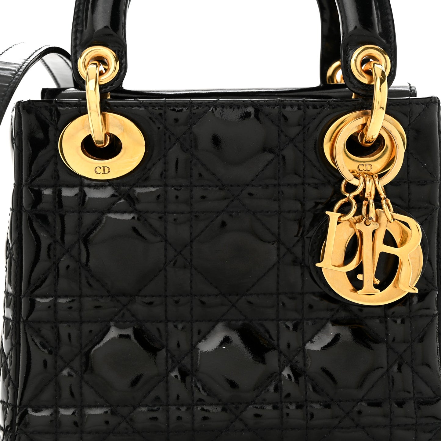 Patent Cannage Mini Lady Dior Black