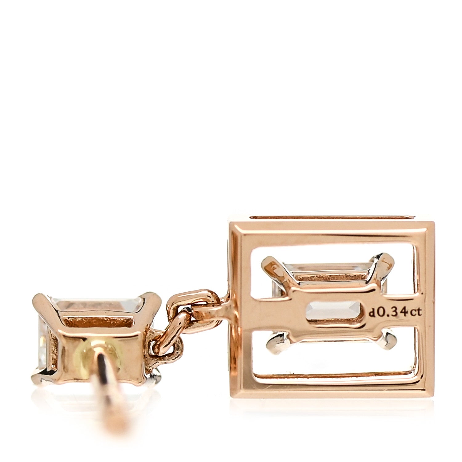 Tiffany 18K Rose Gold Diamond Jewel Box Drop Earrings 5 of 6