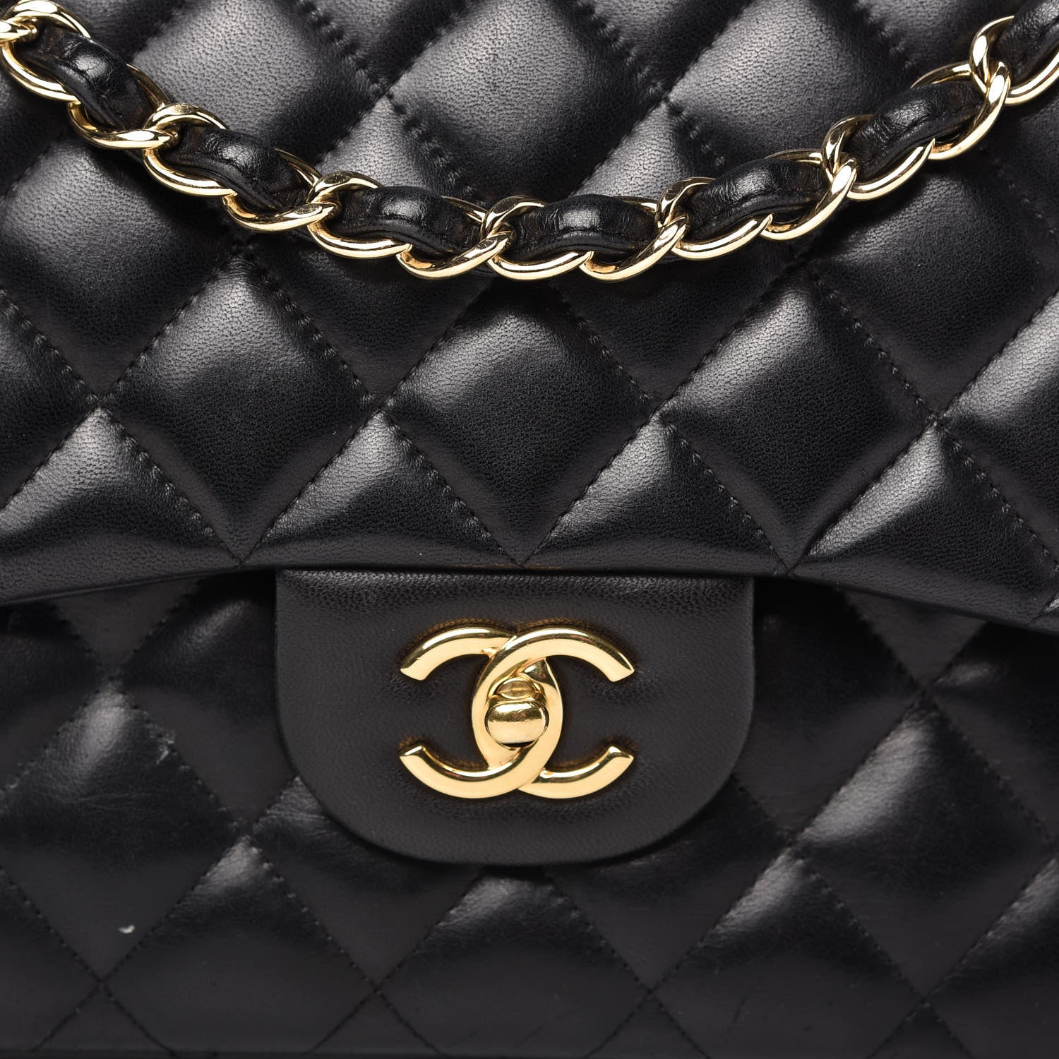 Chanel Lambskin Quilted Jumbo Double Flap Black 10 of 11