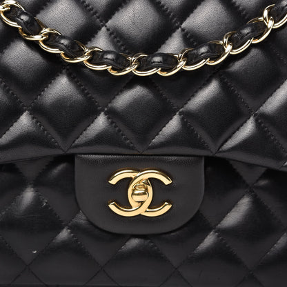 Chanel Lambskin Quilted Jumbo Double Flap Black 10 of 11