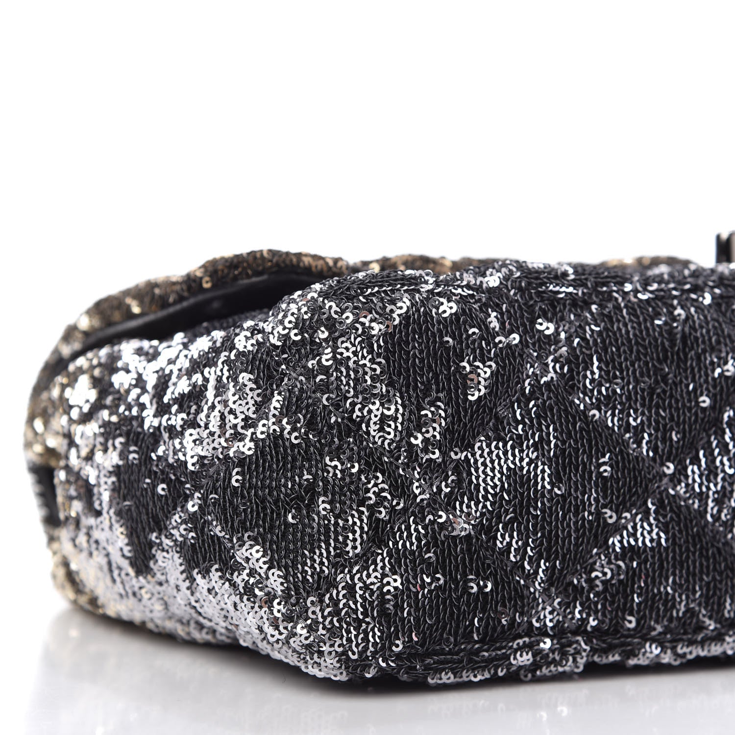 Chanel Sequin Quilted Ombre Medium Single Flap Dark Grey Gold 6 of 10