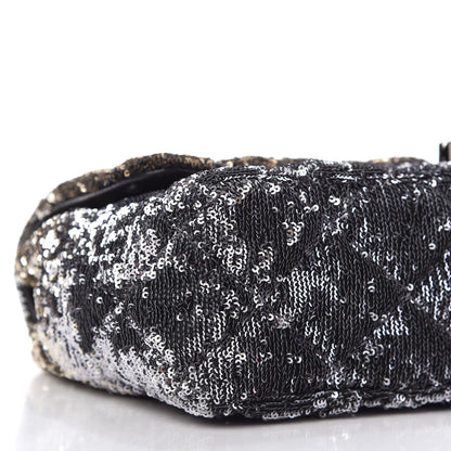 Chanel Sequin Quilted Ombre Medium Single Flap Dark Grey Gold 6 of 10