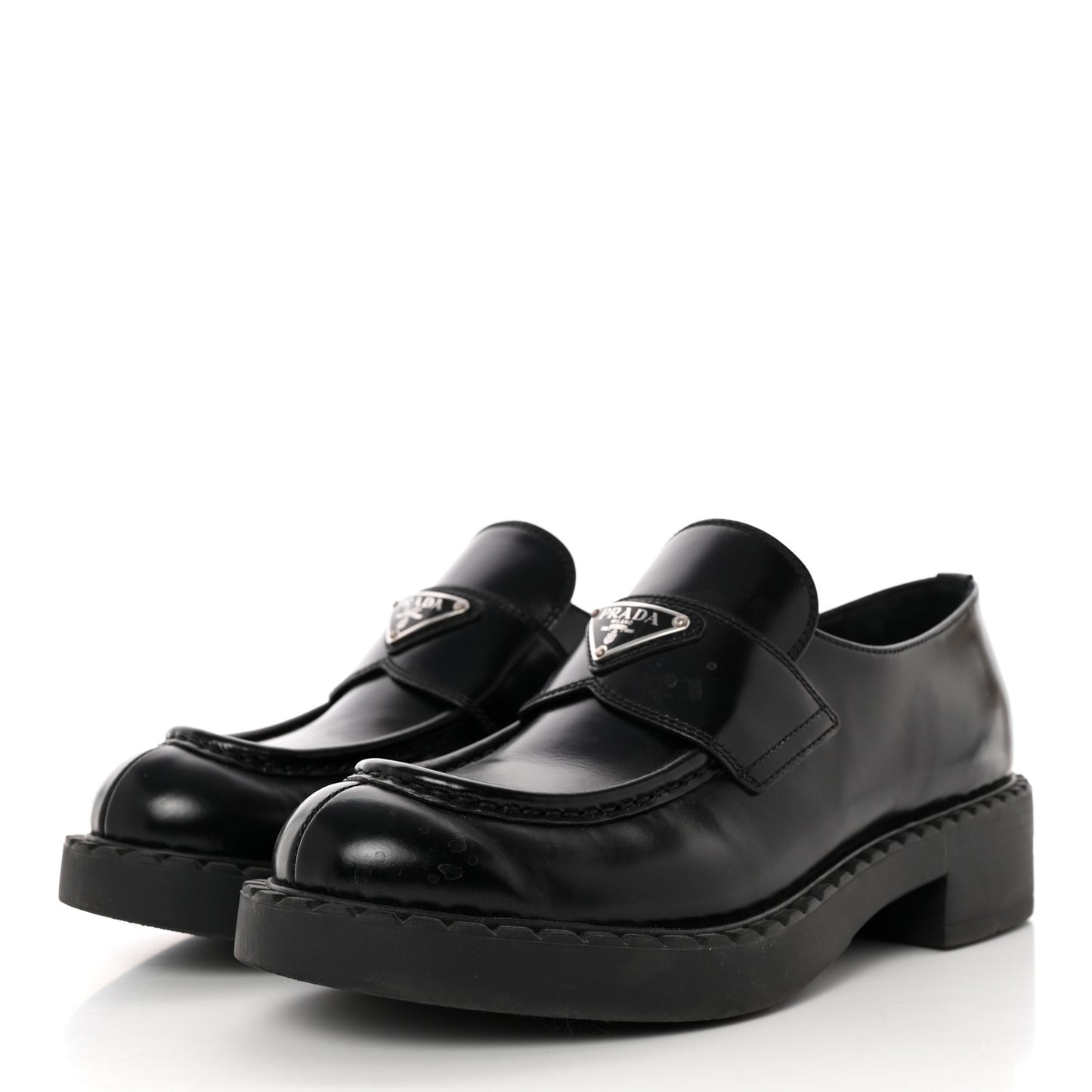 Spazzolato Metal Triangle Logo 50mm Loafers 39 Black