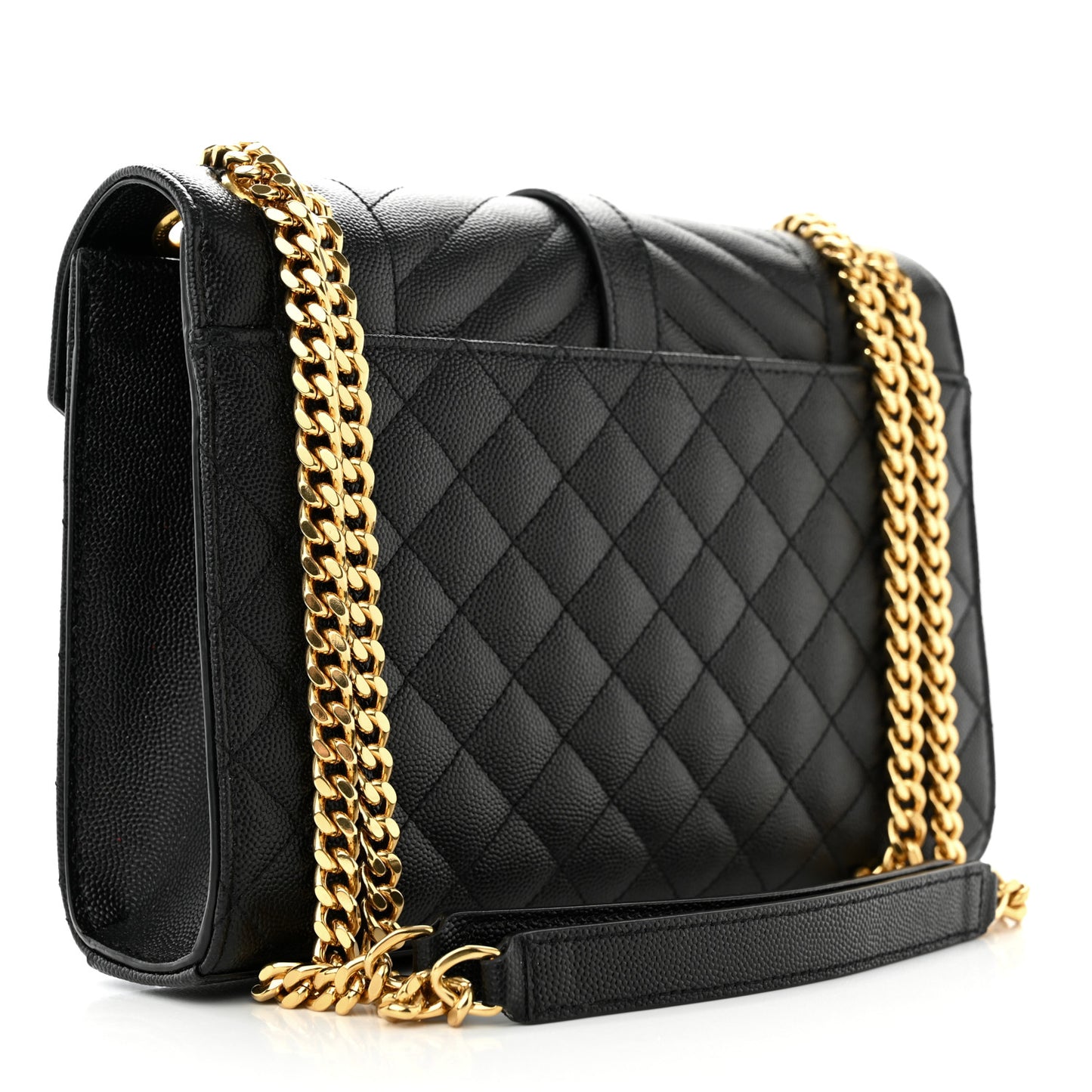Grain De Poudre Textured Mixed Matelasse Triquilt Medium Monogram Satchel Black