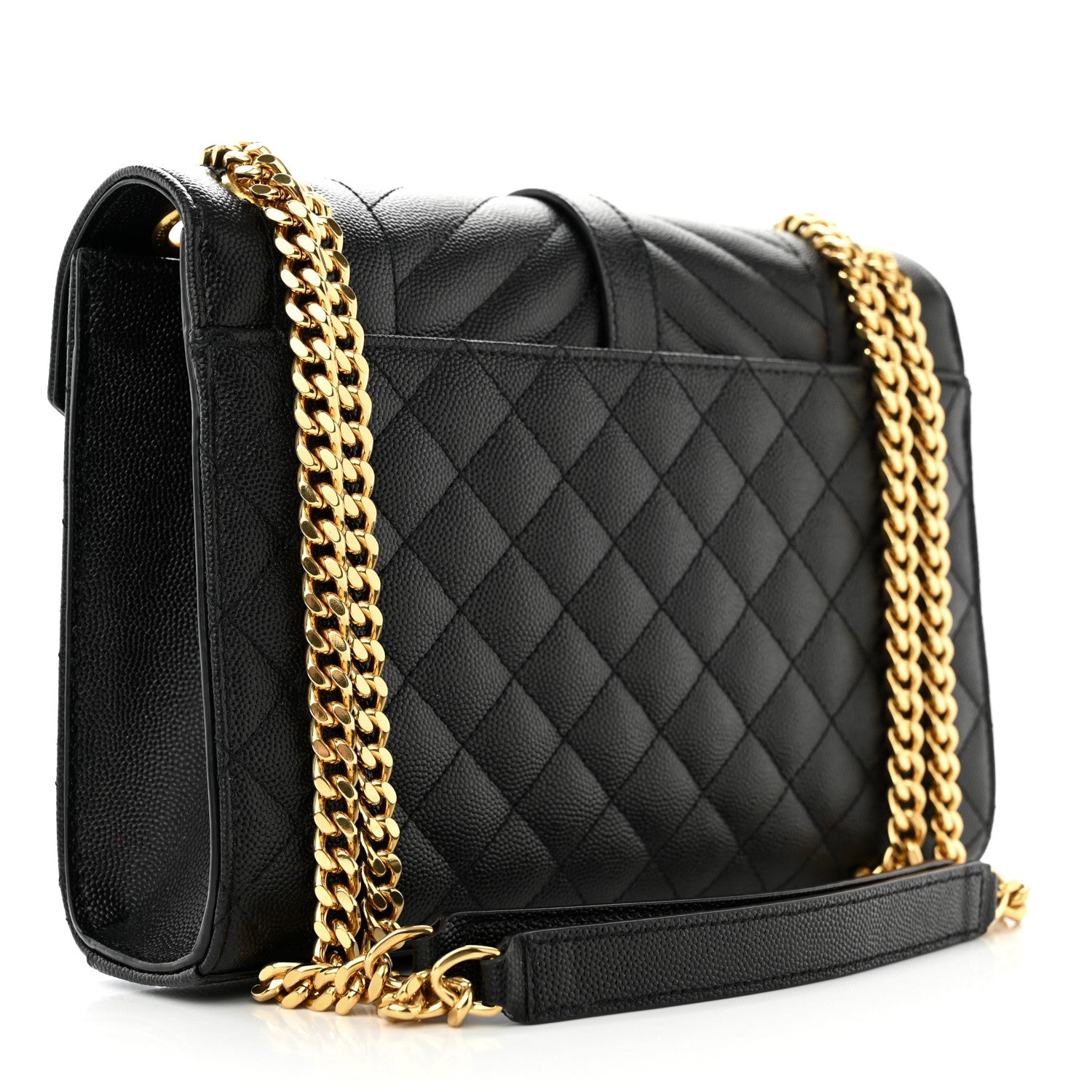 Saint Laurent Grain De Poudre Textured Mixed Matelasse Triquilt Medium Monogram Satchel Black 3 of 10