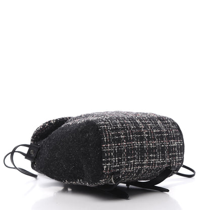 Chanel Tweed Drawstring Backpack Black White Red 3 of 9