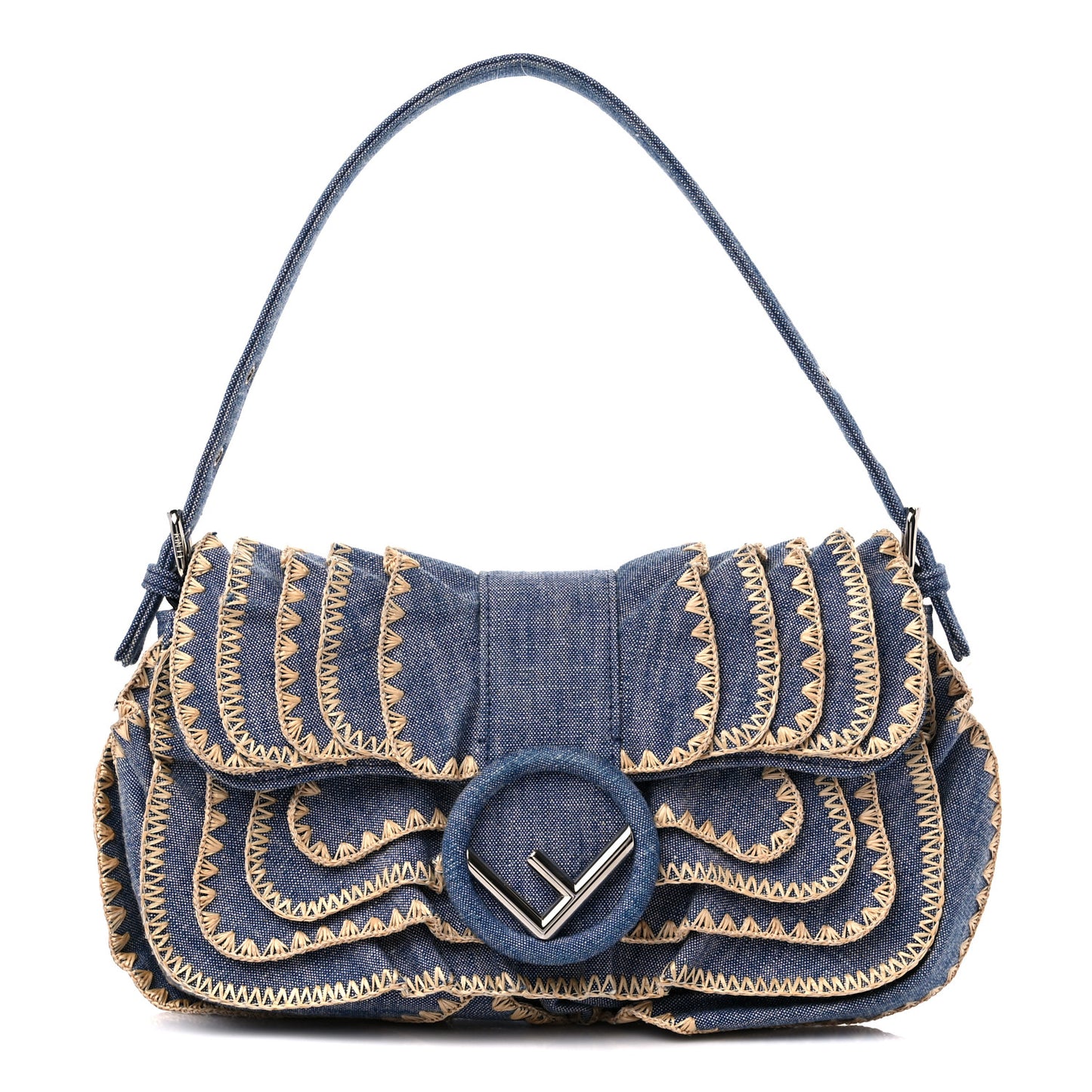 Denim F is Fendi Multi Waves Baguette Blue