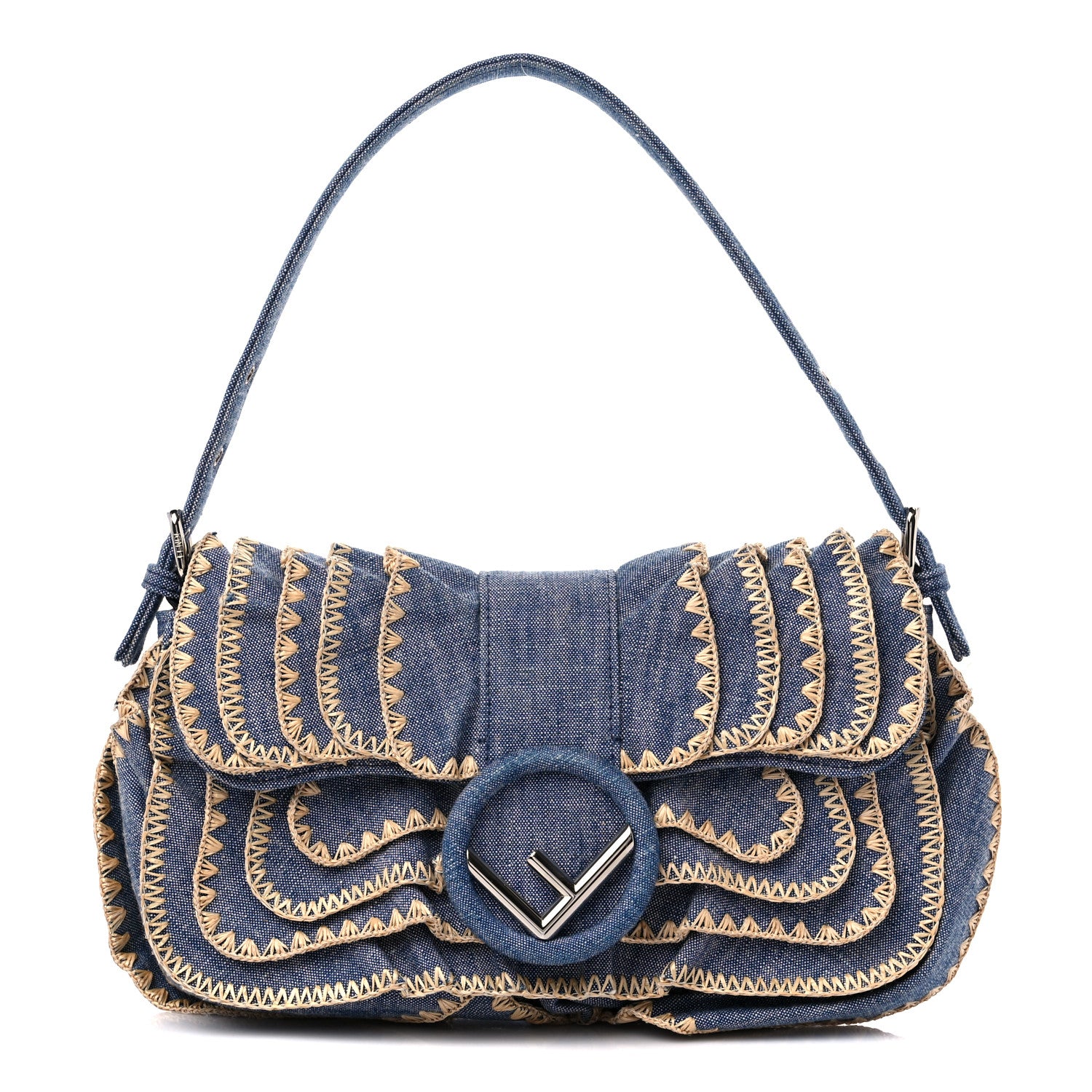 Fendi Denim F is Fendi Multi Waves Baguette Blue 1 of 9
