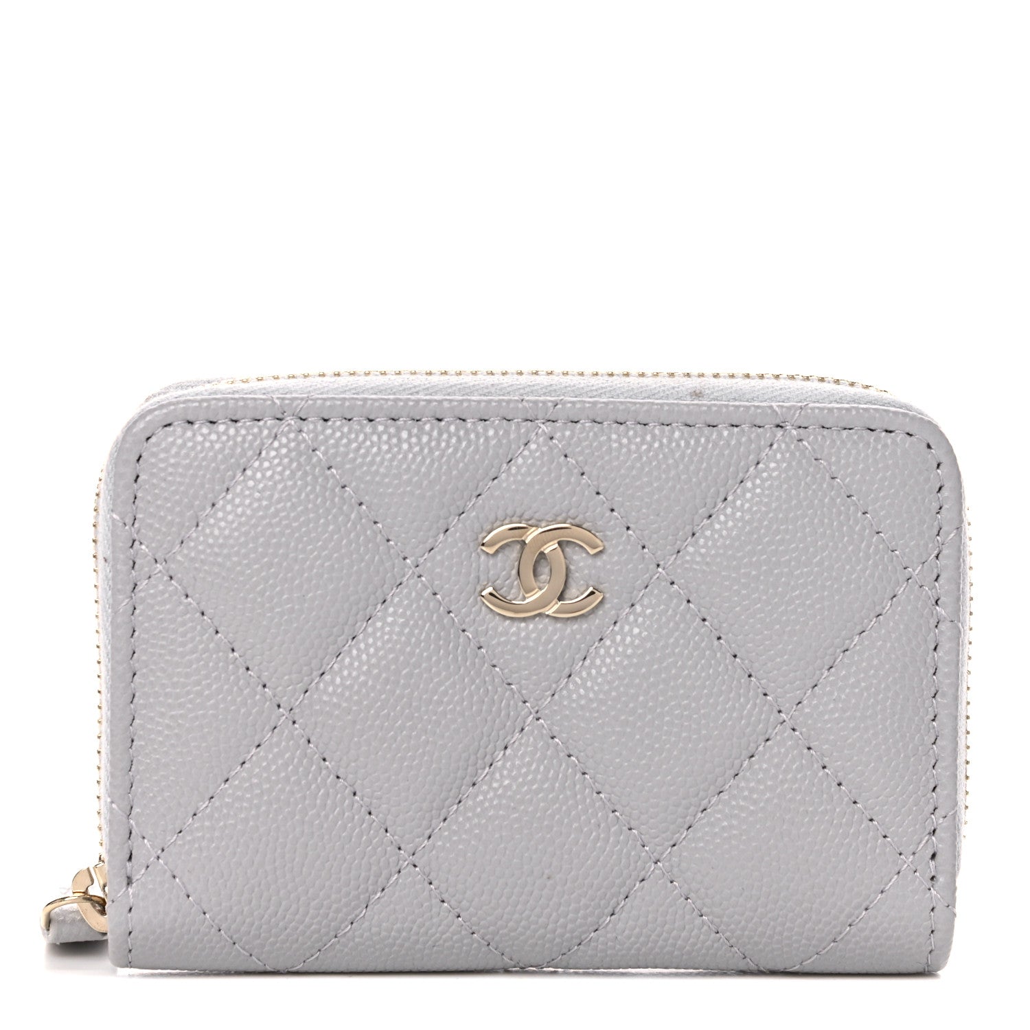 Chanel Caviar Quilted Zip Coin Purse Grey 1 of 11