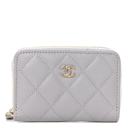 Chanel Caviar Quilted Zip Coin Purse Grey 1 of 11