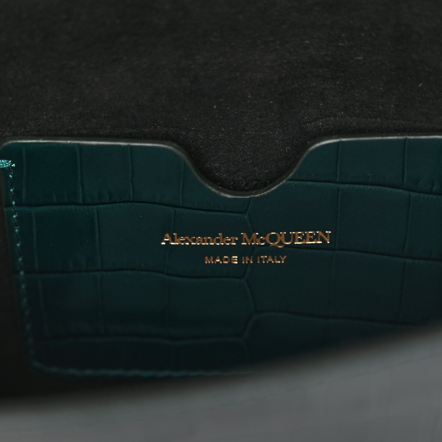 Glazed Calfskin Crocodile Embossed Small Skull Shoulder Bag Green