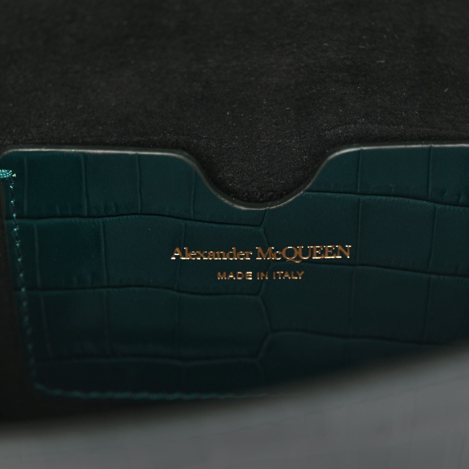 Alexander McQueen Glazed Calfskin Crocodile Embossed Small Skull Shoulder Bag Green 6 of 9