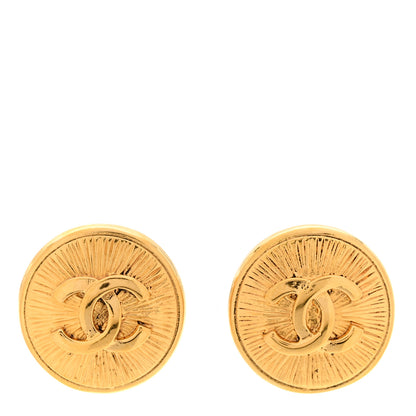 Chanel CC Button Clip On Earrings Gold 1 of 5