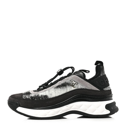 Chanel Fabric Suede Calfskin CC Sneakers 38 Grey 1 of 9