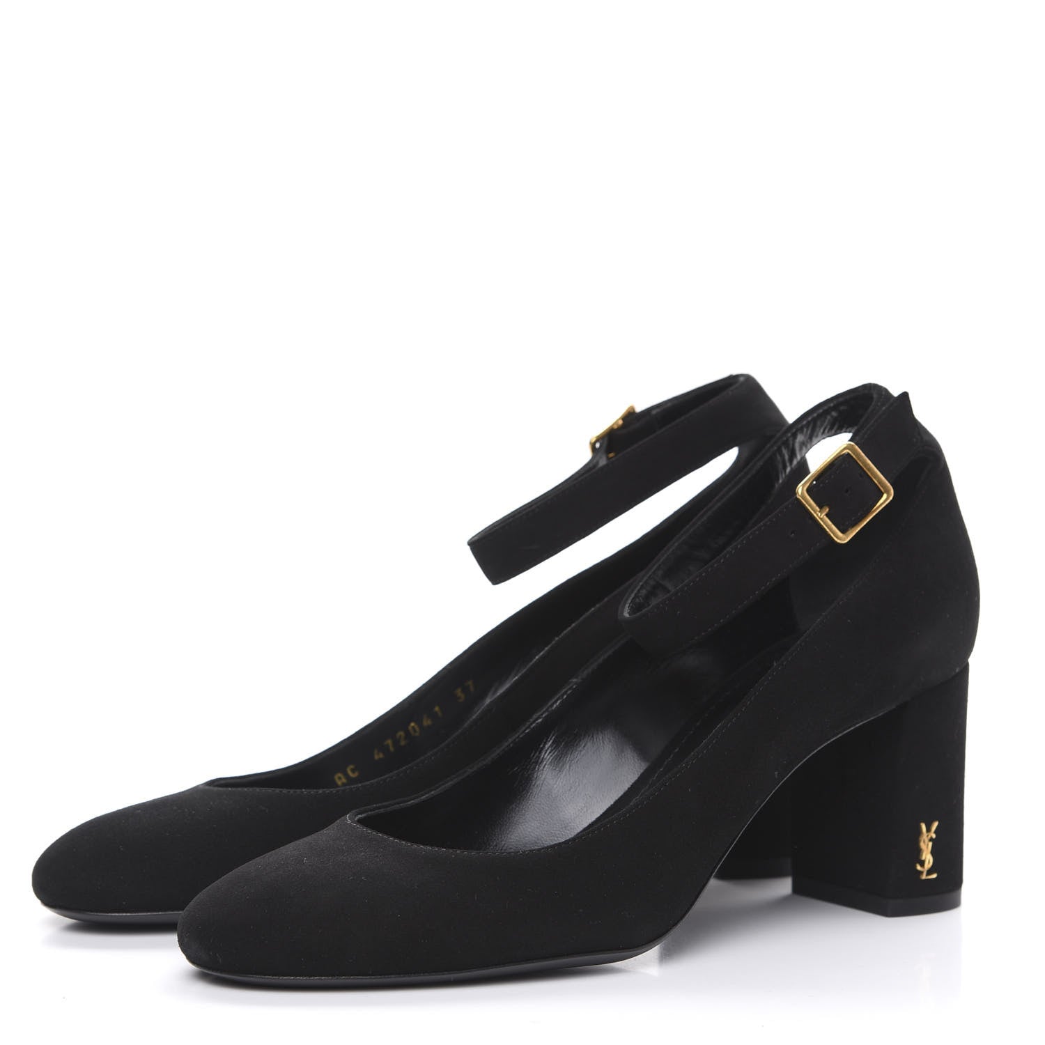 Saint Laurent Suede Loulou 70 Ankle Strap Pumps 37 Black 3 of 8