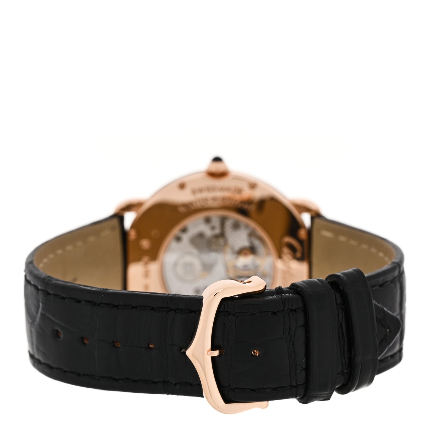 18K Pink Gold Alligator 36mm Ronde Louis Manual Winding Watch Black