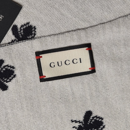 Gucci Wool Bee Scarf Navy Blue 5 of 5