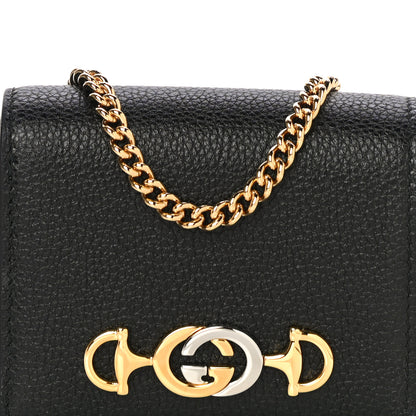 Gucci Grainy Calfskin Zumi Chain Card Case Wallet Black 7 of 10