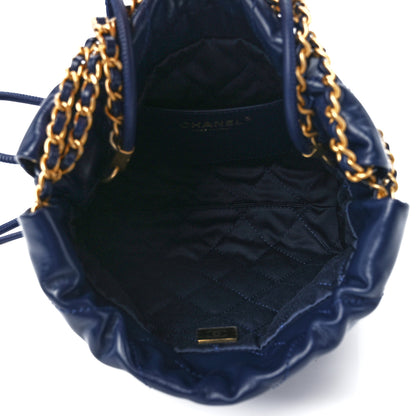 Chanel Shiny Calfskin Quilted Mini Chanel 22 Navy Blue 5 of 12