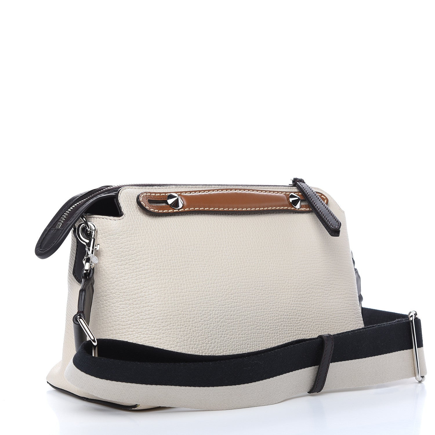 Fendi Vitello Sierra Morfeus Dolce Striped Strap Medium By The Way Boston Bag Camelia Ebano Multicolor 3 of 9