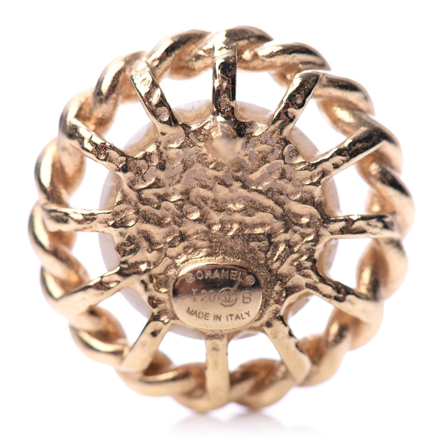 Pearl Crystal CC-Casino Round Earrings Gold