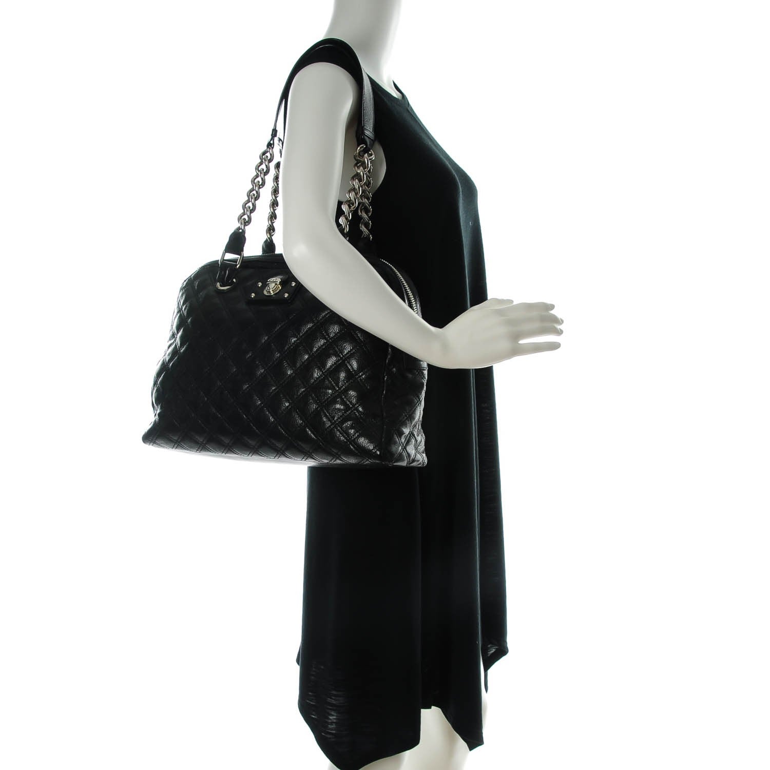 Marc Jacobs Lacquered Goatskin Quilted Karlie Satchel Black 2 of 8