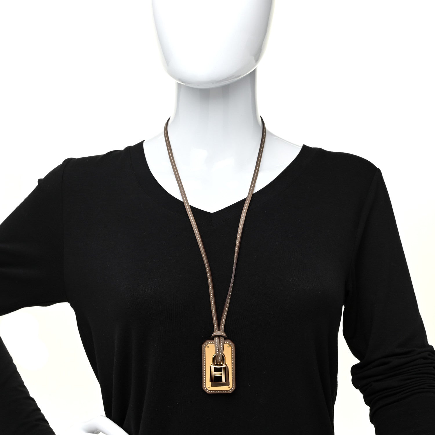 Hermes Swift Large O'Kelly Pendant Necklace Etoupe 2 of 6
