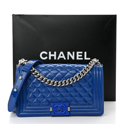 Chanel Patent Calfskin Quilted Medium Plexiglass Boy Flap Blue 11 of 11