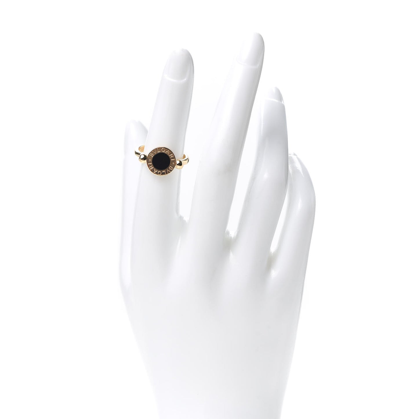 18K Yellow Gold Onyx Coral BVLGARI BVLGARI Ring 50 5.25