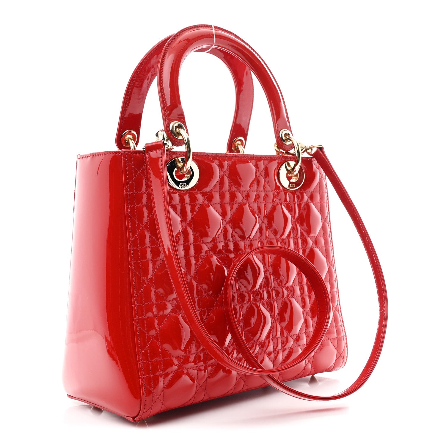 Christian Dior Patent Cannage Medium Lady Dior Red 3 of 10