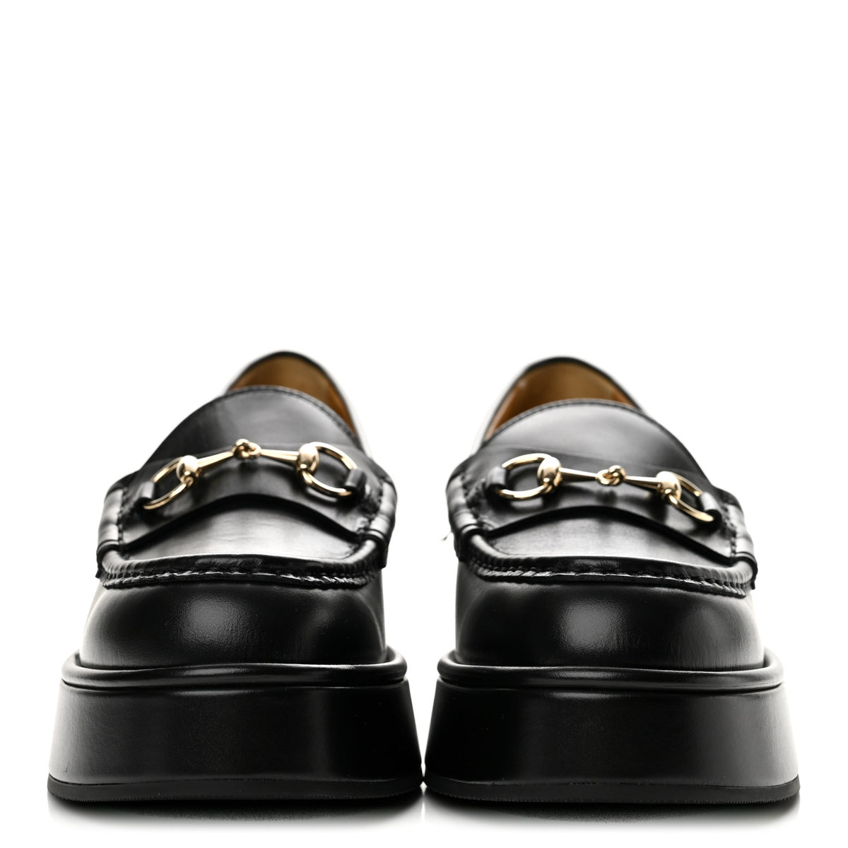 Kama Calfskin Horsebit Womens Wedge Platform Loafers 37 Black