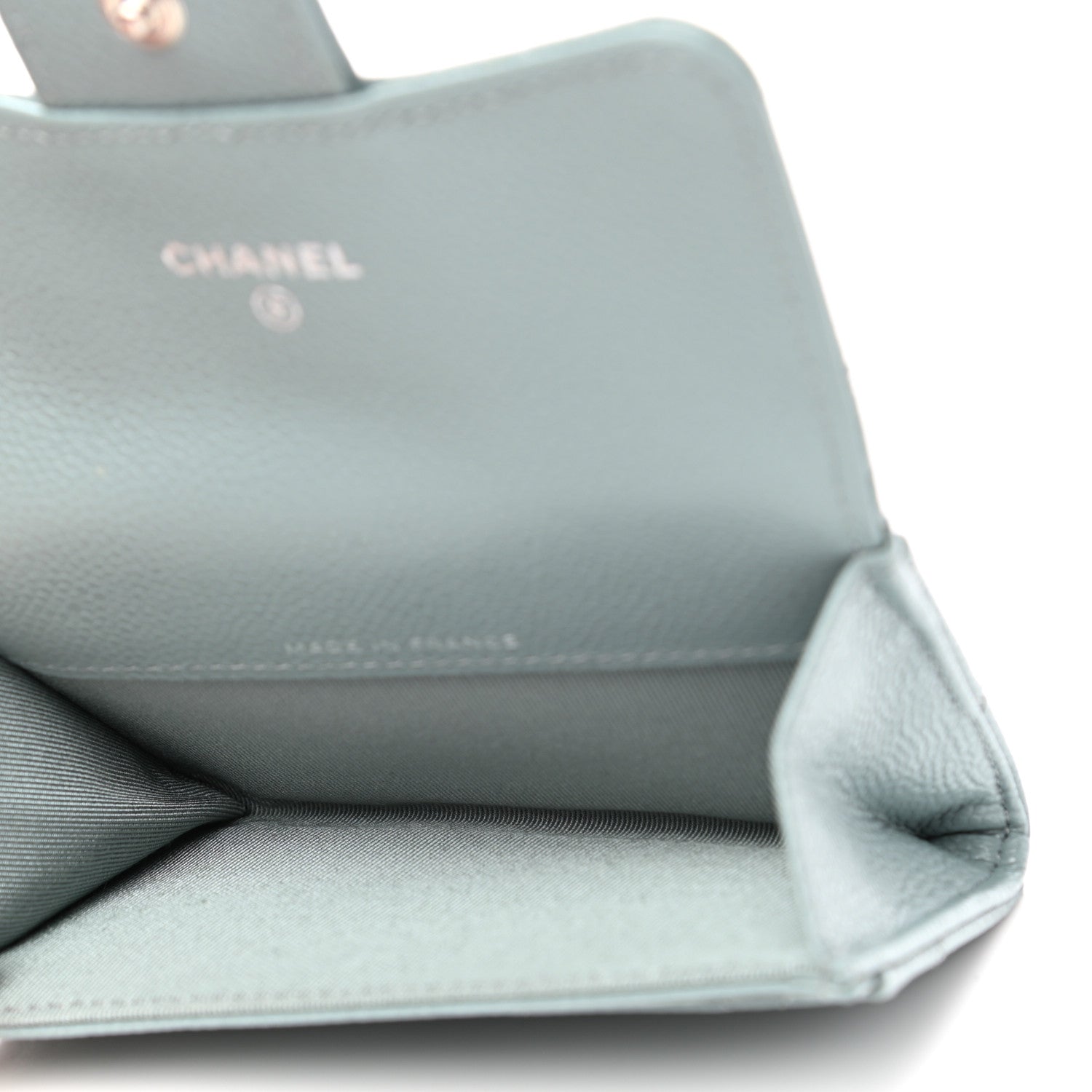 Chanel Caviar Quilted Flap Card Holder Wallet Light Blue 5 of 9