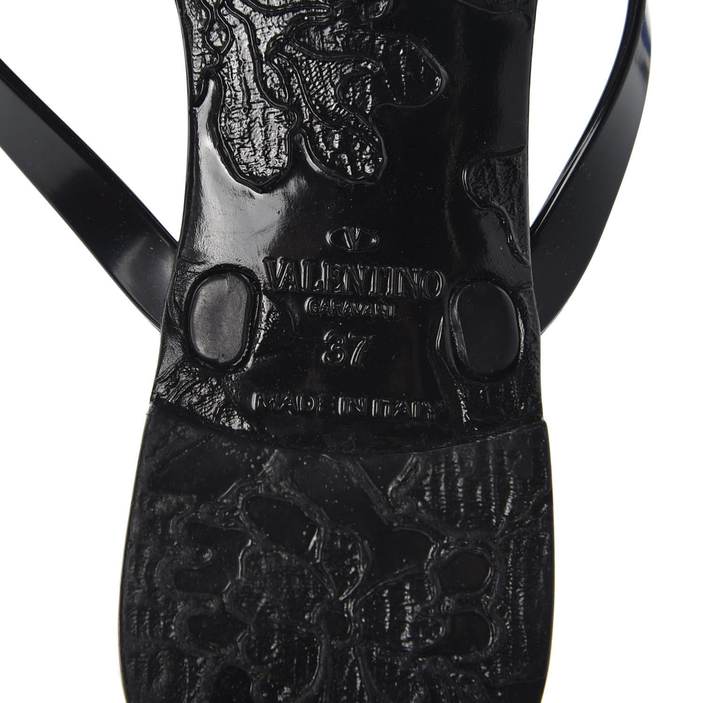 PVC Jelly Rockstud Bow Thong Sandals 37 Black