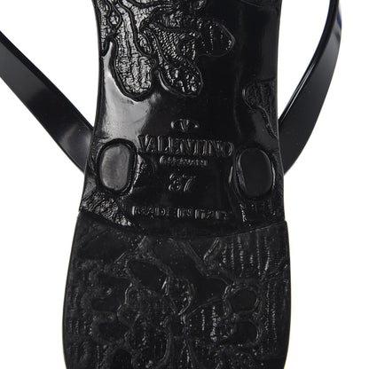 Valentino Garavani PVC Jelly Rockstud Bow Thong Sandals 37 Black 8 of 9