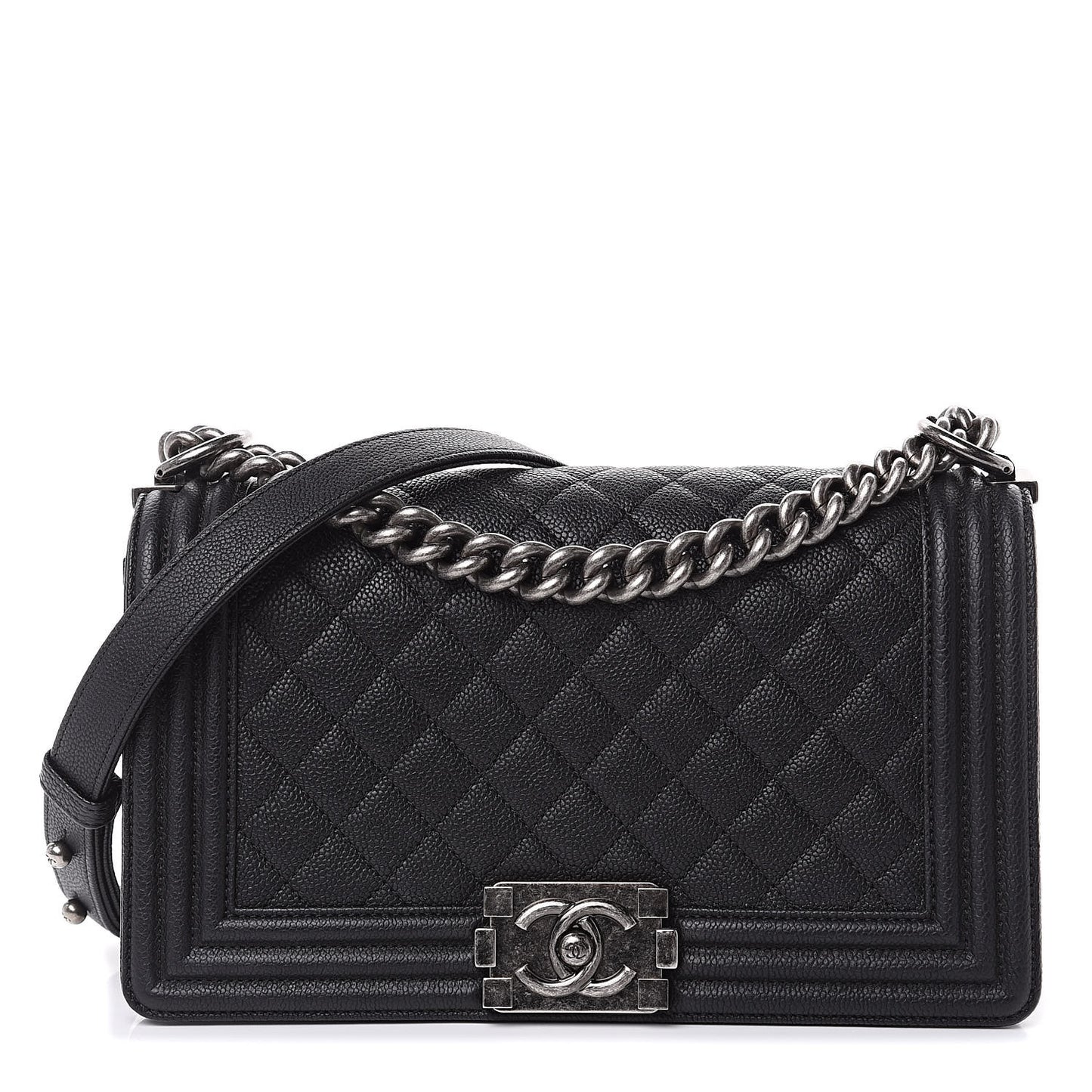 Caviar Quilted Medium Boy Flap Black